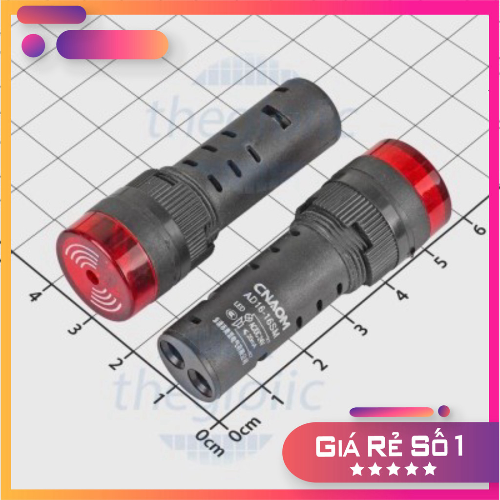 AD16-16SM Đèn Còi Báo Màu Đỏ 16mm 24V Điện Tử Thường Tín