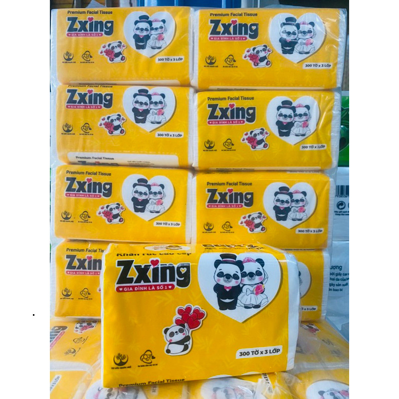 1 Giấy ăn rút Cầu Vồng Zxing hàng Việt Nam giấy trắng, giấy rút tình yêu gói 300 tờ gói vàng