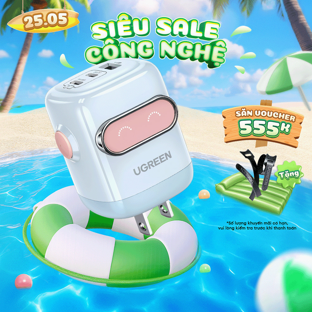 Củ sạc nhanh Robot 30W/65W UGREEN CD319 | Công nghệ GaN | Bảo hành 18 tháng 1 đổi 1