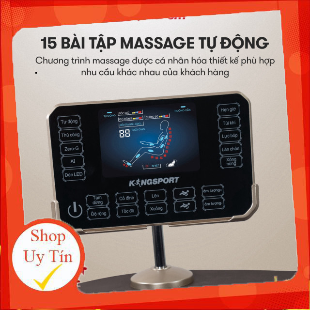 ib đặt hàng_ Ghế massage KINGSPORT G91 NEW cao cấp con lăn 3D, đo quét cơ thể, túi khí massage chân 