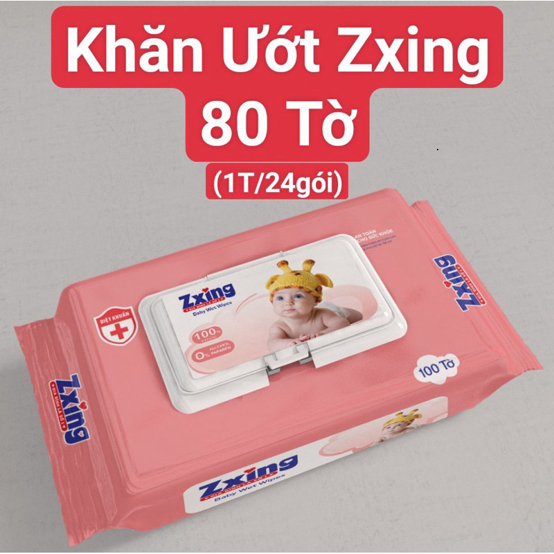 Khăn ướt cho bé Zxing hàng công ty chính hãng mềm mịn không mùi an toàn cho bé yêu (gói 80 tờ)