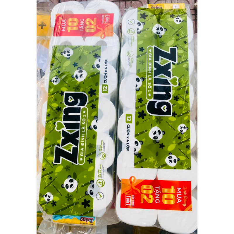Giấy vệ sinh zxing xanh vip 12 cuộn cao cấp an toàn cho sức khỏe dễ tan trong nước