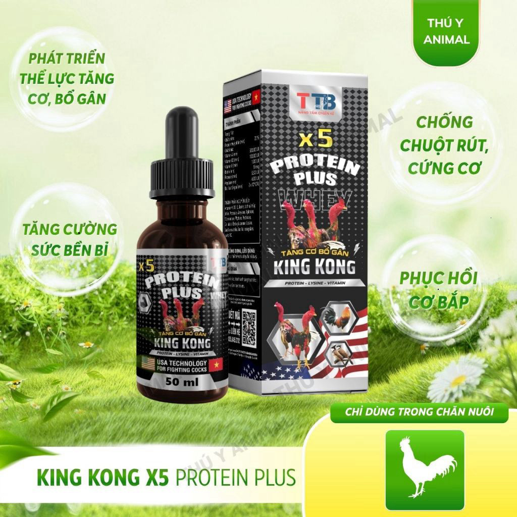 King Kong X5 Protein Plus Whey Cho Gà – Tăng Cơ, Sung Gà, Hỗ Trợ Đá, Bổ Gân Cốt AnimalZ 50ml