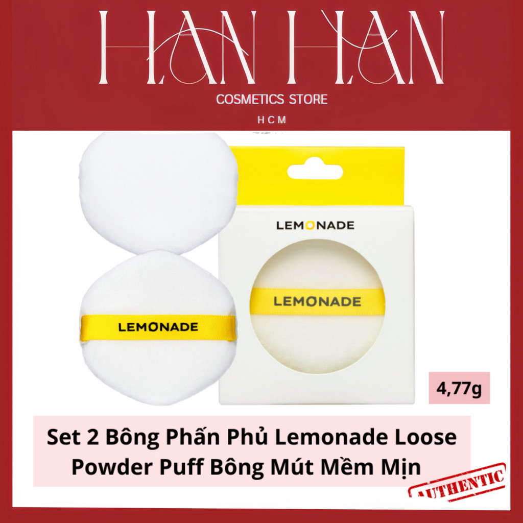 [Chính Hãng] Set 2 Bông Phấn Phủ Lemonade Loose Powder Puff Set 2 Bông Mút Mềm Mịn Dễ Dàng Phủ Phấn 