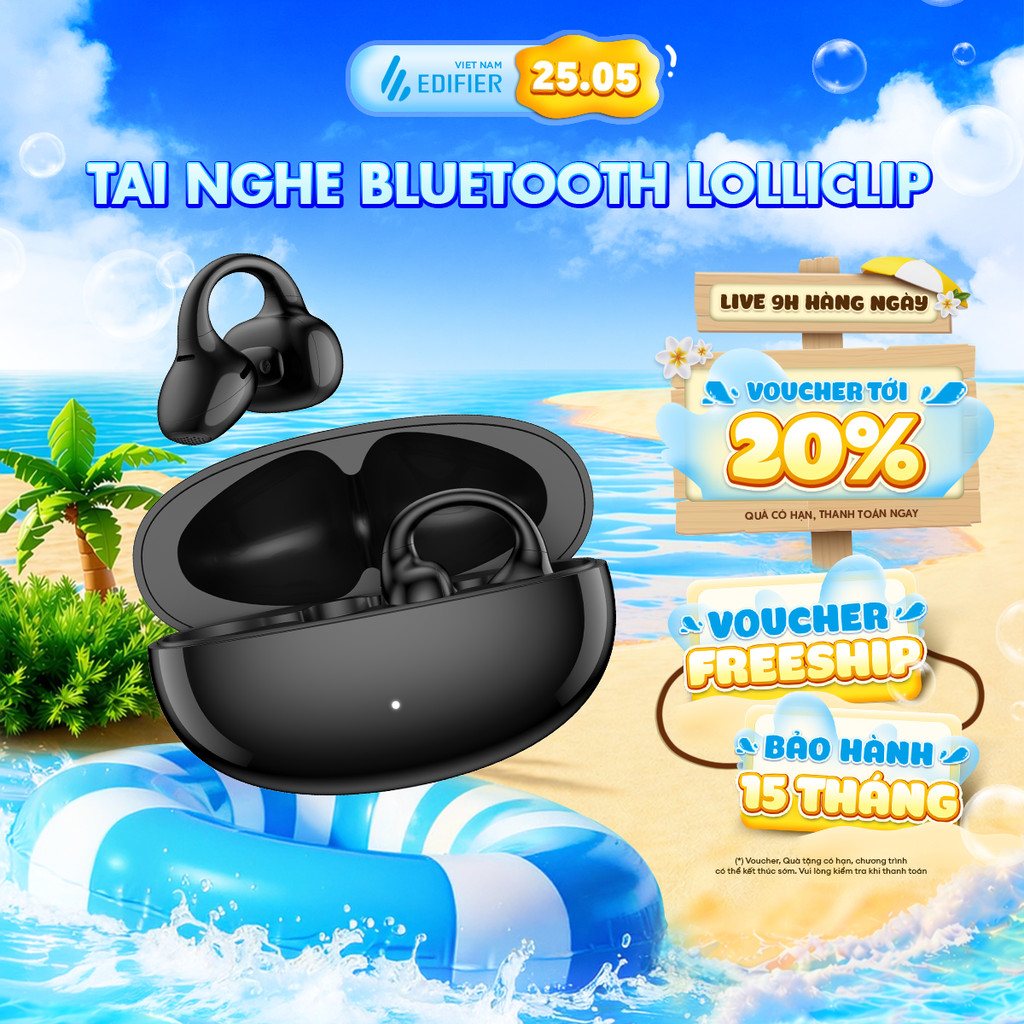 Tai Nghe Bluetooth EDIFIER LolliClip | Thiết Kế Kẹp Vành Tai | Thời Gian Sử Dụng Tới 36H | Bảo Hành 15 Tháng