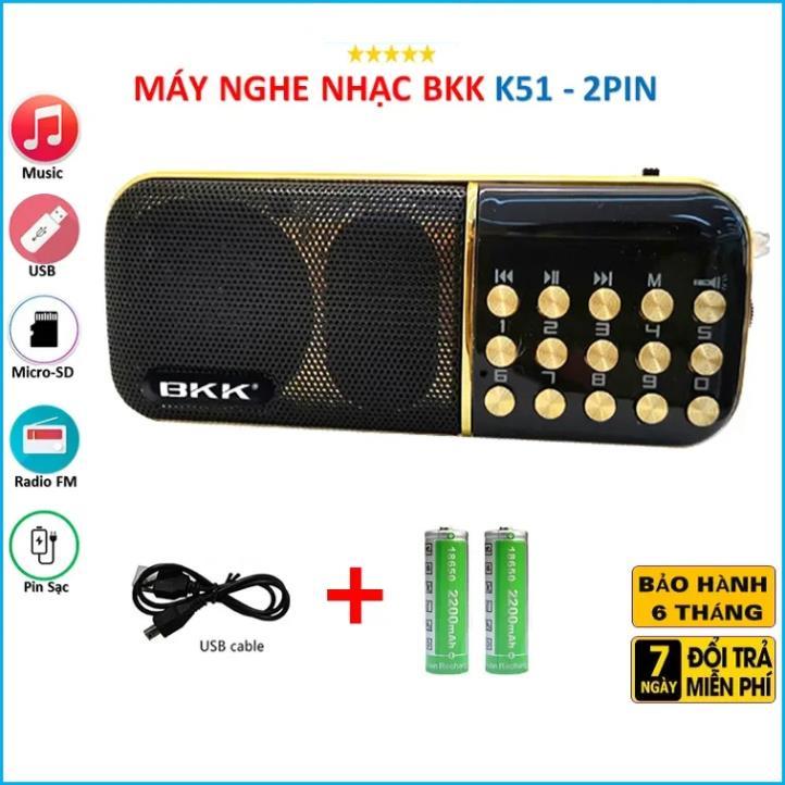 Loa Nghe Đài BKK K51 Hỗ Trợ Fm/Usb/Tf/Tai Nghe/Đèn Pin (Đen Đỏ)