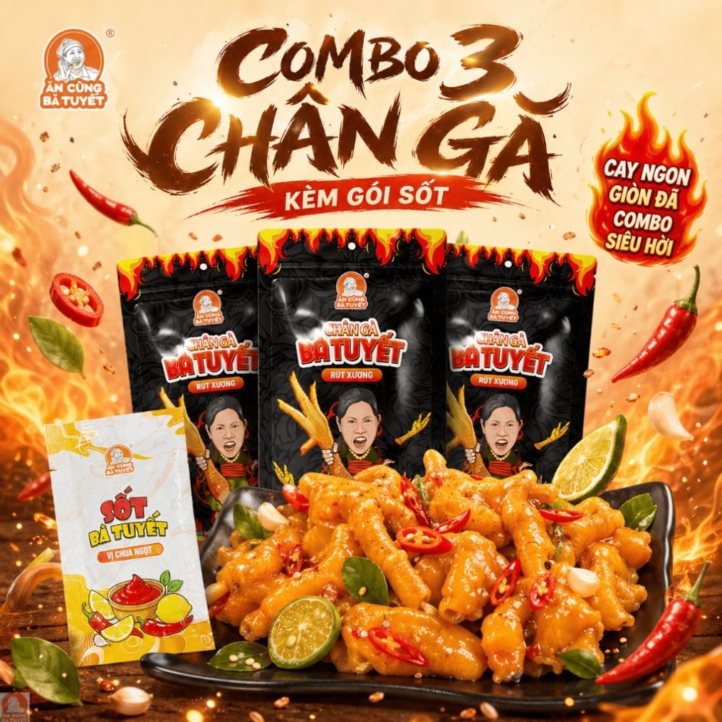 X3 COMBO 3 CHÂN GÀ KÈM GÓI SỐT - ĂN CÙNG BÀ TUYẾT M114