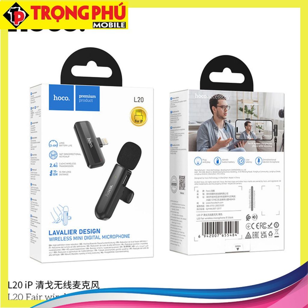 Mic thu âm Hoco L20 đầu Lighting Online