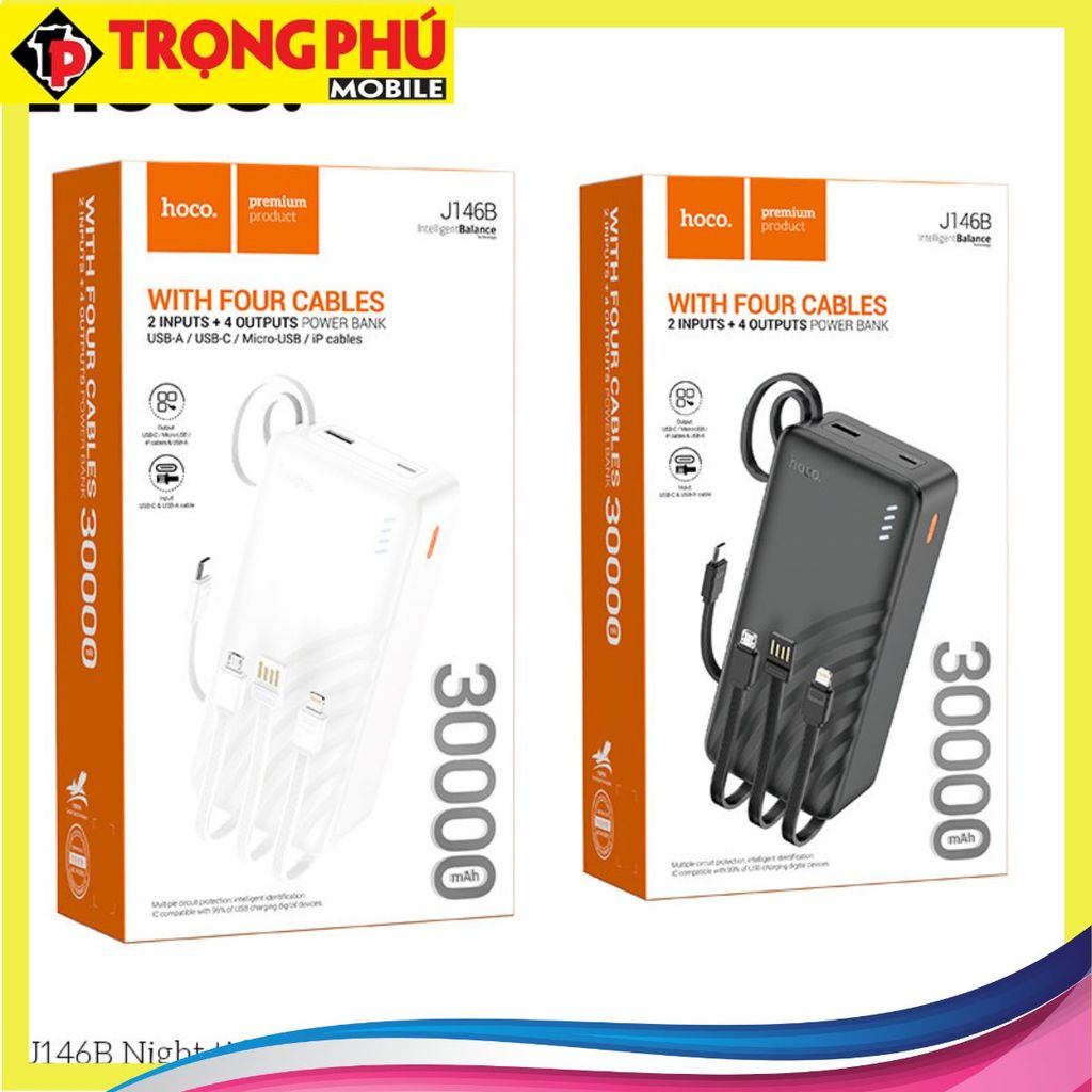 Sạc dự phòng Hoco J146B 30.000mah kèm 4 dây sạc Online