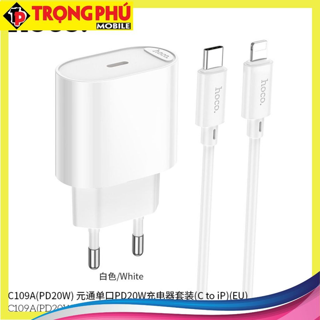 Bộ sạc TypeC-Lighting Hoco C109/C109A 20W c-l 1 cổng Online