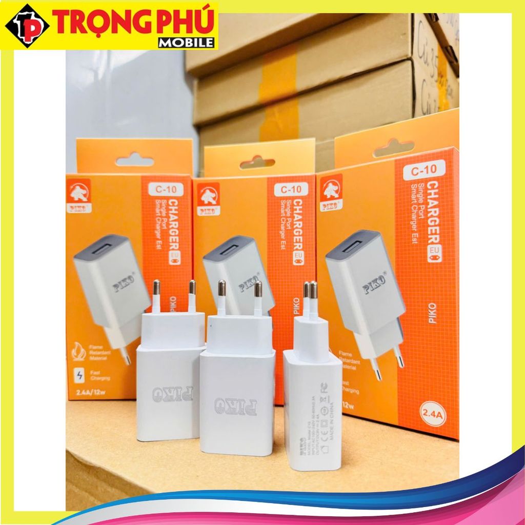 Cốc sạc USB Piko C12 12w- Cho Samsung/Iphone cắm đầu USB Online