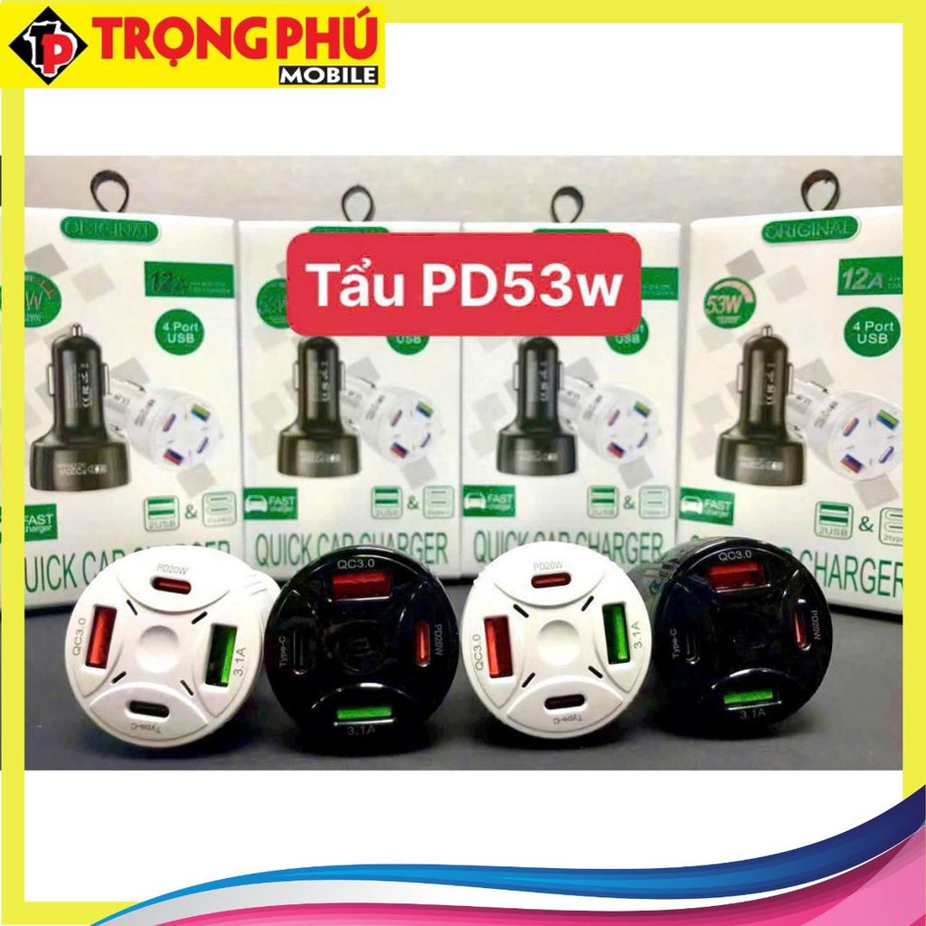 Tẩu sạc ô tô PD53w 4 công4: 2 USB + 2 TypeC Online