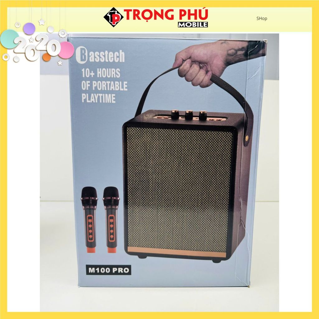 Loa Karaoke Bluetooth kèm 2 mic hát Ys M100 Pro Shop
