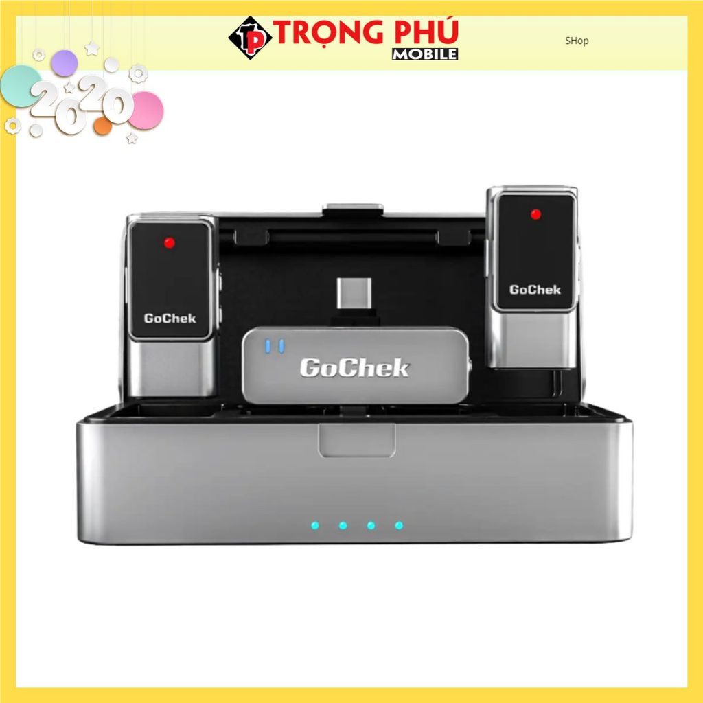 Micro thu âm Gocheck Ultra S25 - S2503, 2 đầu typeC + lighting, 2 Micro + Hộp sạc Shop