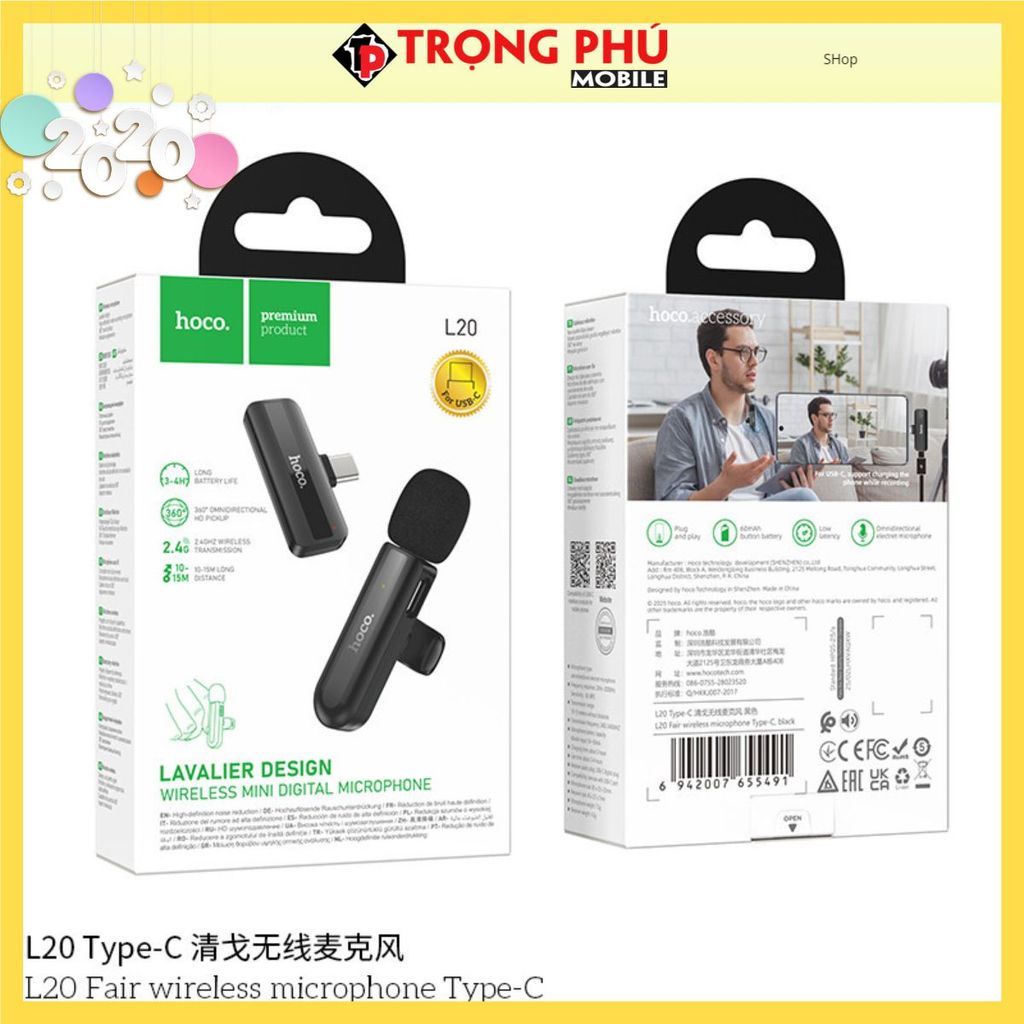 Mic thu âm Hoco L20 đầu typeC Shop