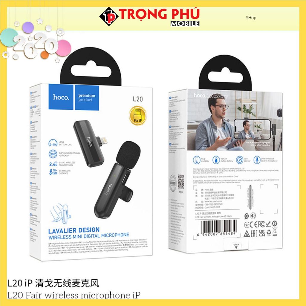 Mic thu âm Hoco L20 đầu Lighting Shop