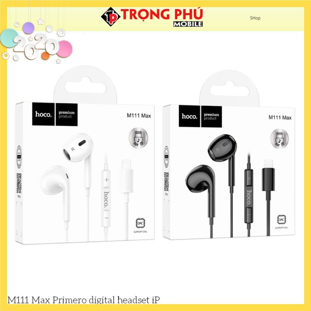 Tai nghe dây đầu Lighting Hoco M111 Max Shop