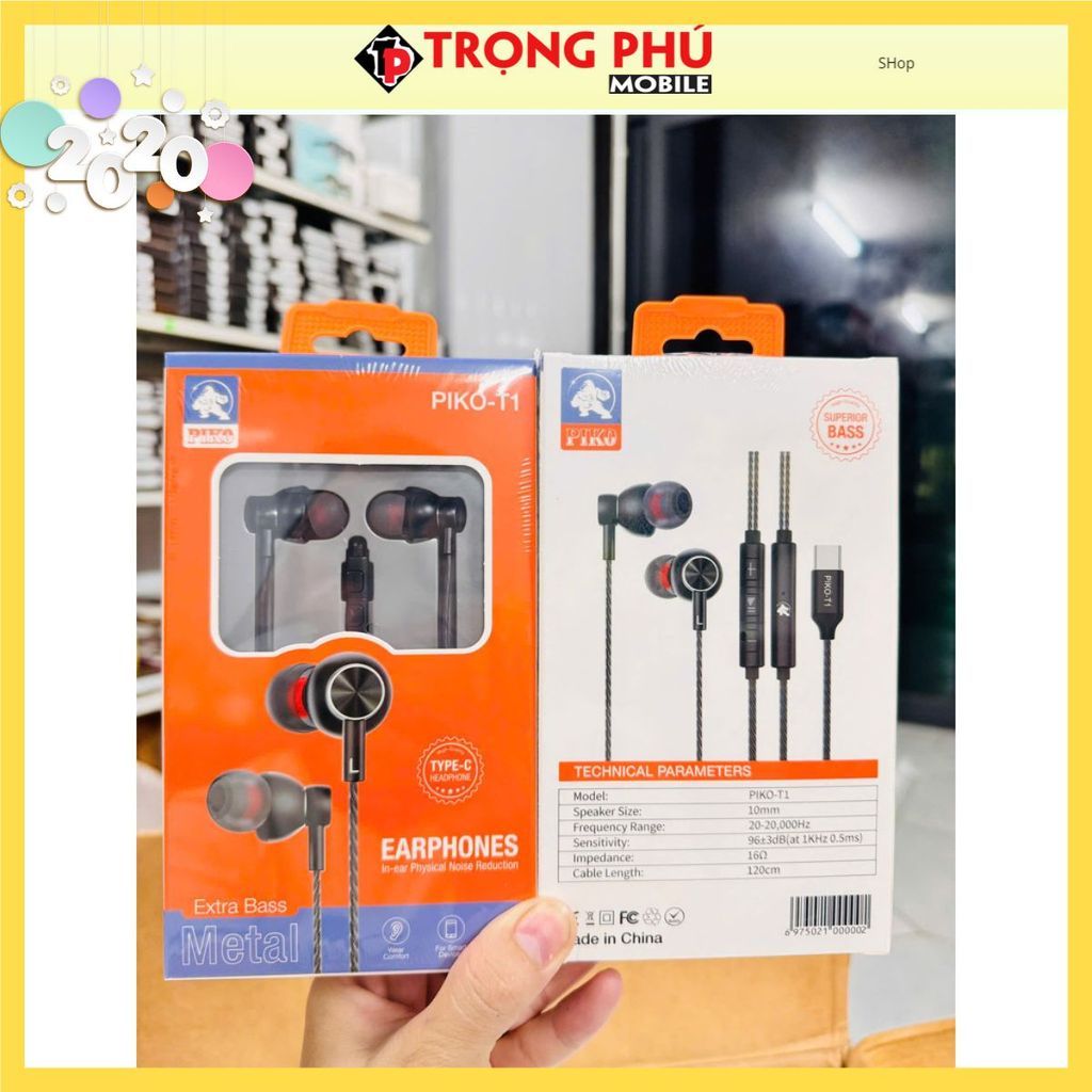 Tai nghe dây Piko T1 đầu TypeC - Shop bán chạy