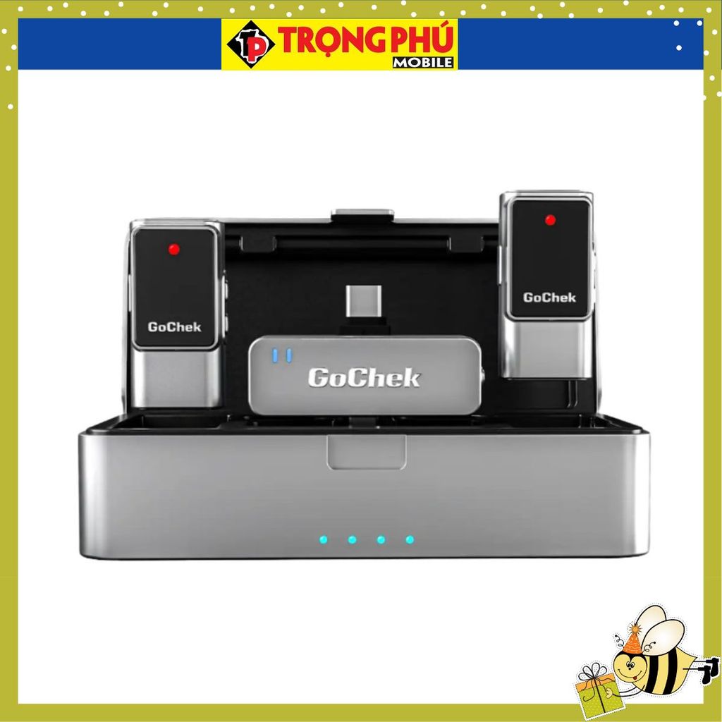 Micro thu âm Gocheck Ultra S25 - S2503, 2 đầu typeC + lighting, 2 Micro + Hộp sạc CH02