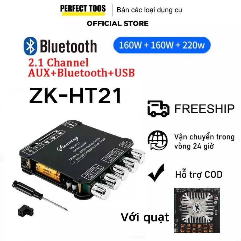 Mô Đun Khuếch Đại Âm Thanh ZK-HT21 mạch bluetooth Kênh 2.1 TDA7498E 160W * 2 + 220W