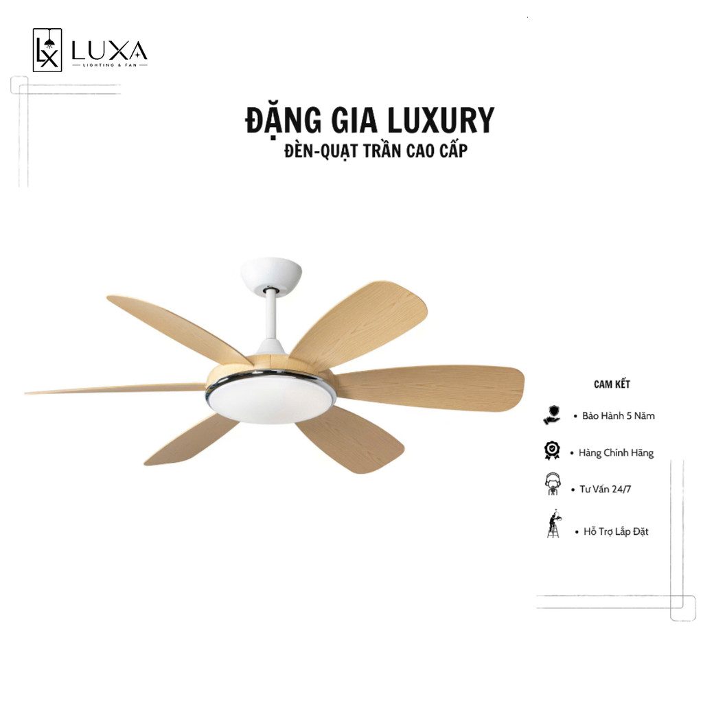 Quạt Trần Đèn Động Cơ Inverter Cao Cấp 6 Cánh Mát Lạnh Cho Căn Phố LUXA SHOP