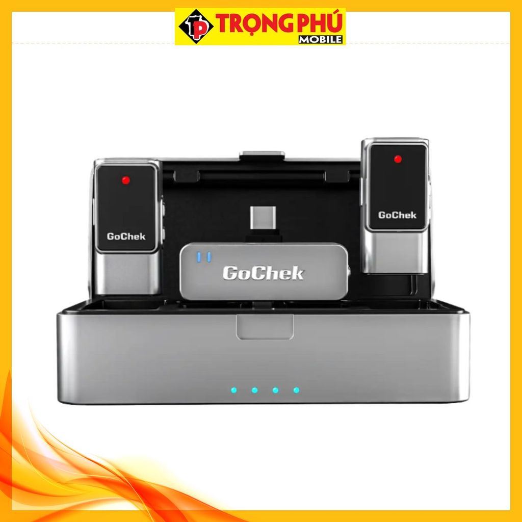 Micro thu âm Gocheck Ultra S25 - S2503, 2 đầu typeC + lighting, 2 Micro + Hộp sạc CH3 Hot