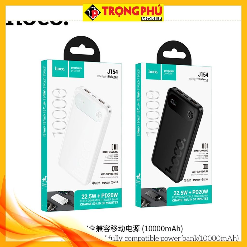 Sạc dự phòng Hoco J154 10.000mah sạc nhanh 22,5w+PD20w CH4 khuyến mãi