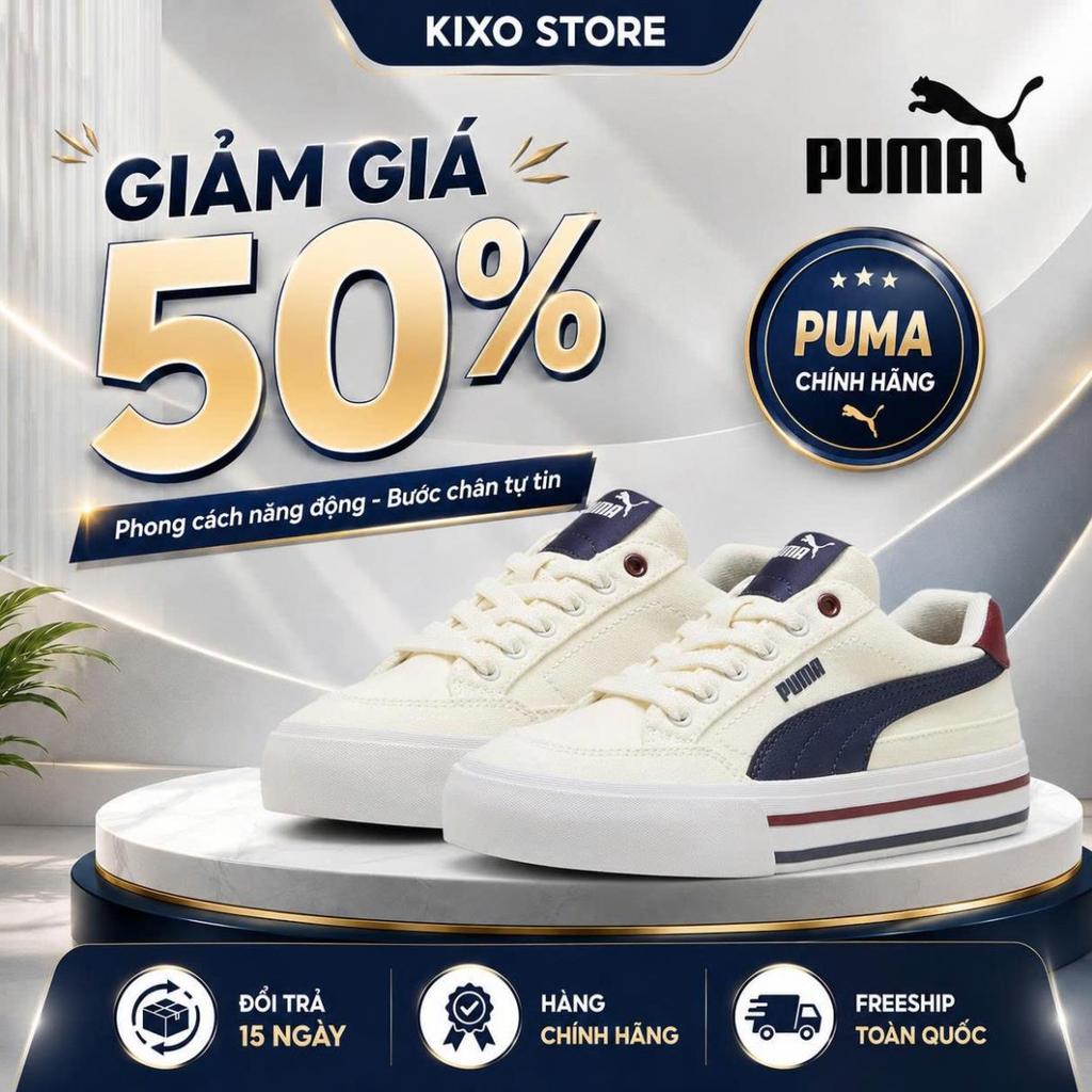 [KIXO - CHÍNH HÃNG] Giày Puma Court Classic Vulc FS “White Blue”