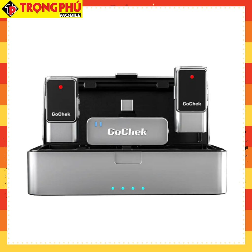 Micro thu âm Gocheck Ultra S25 - S2503, 2 đầu typeC + lighting, 2 Micro + Hộp sạc CH6