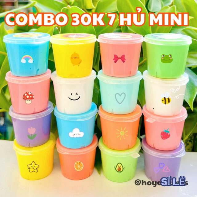 [Giá Sỉ] Combo 7/10 Hủ Mini Basic Slime 1K Không Dính Tay Kèm Borax, Cốm/ Đồ Chơi Chất Nhờn Slam An 