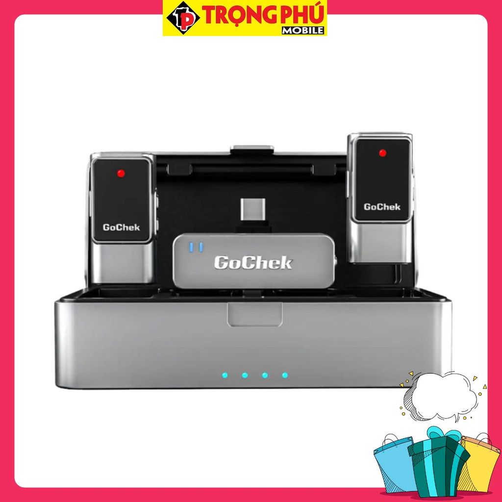Micro thu âm Gocheck Ultra S25 - S2503, 2 đầu typeC + lighting, 2 Micro + Hộp sạc Bán nhanh