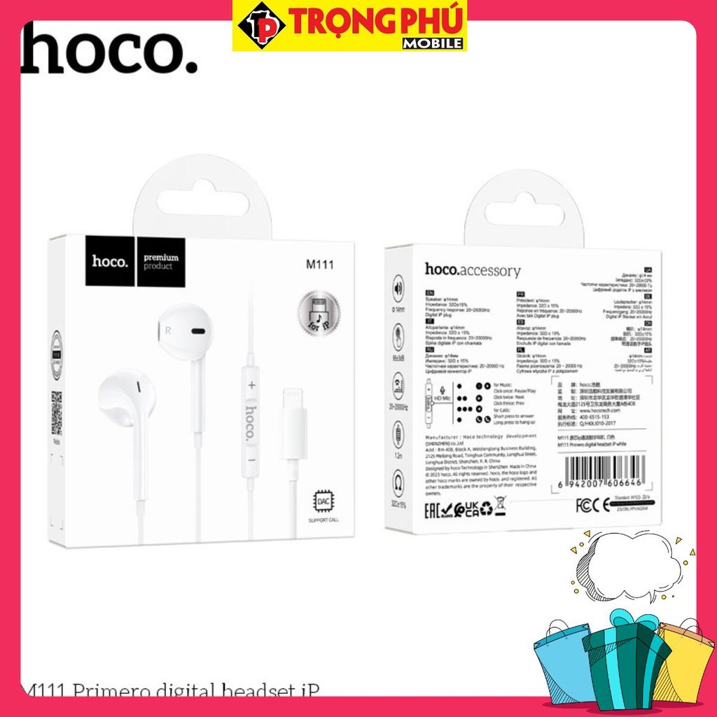 Tai nghe dây đầu Lighting Hoco M111 Bán nhanh