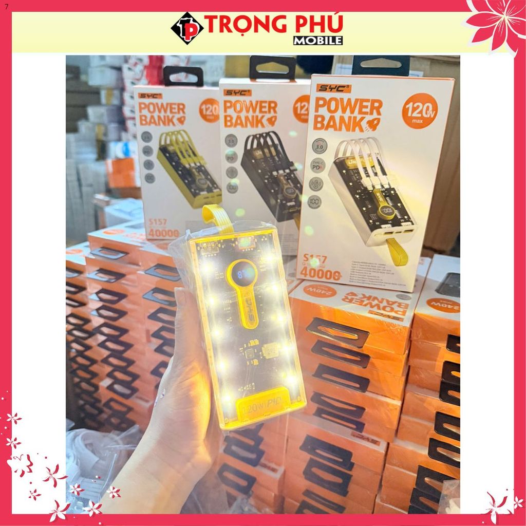 Sạc dự phòng SYC S157 40000mah 120w trong suốt