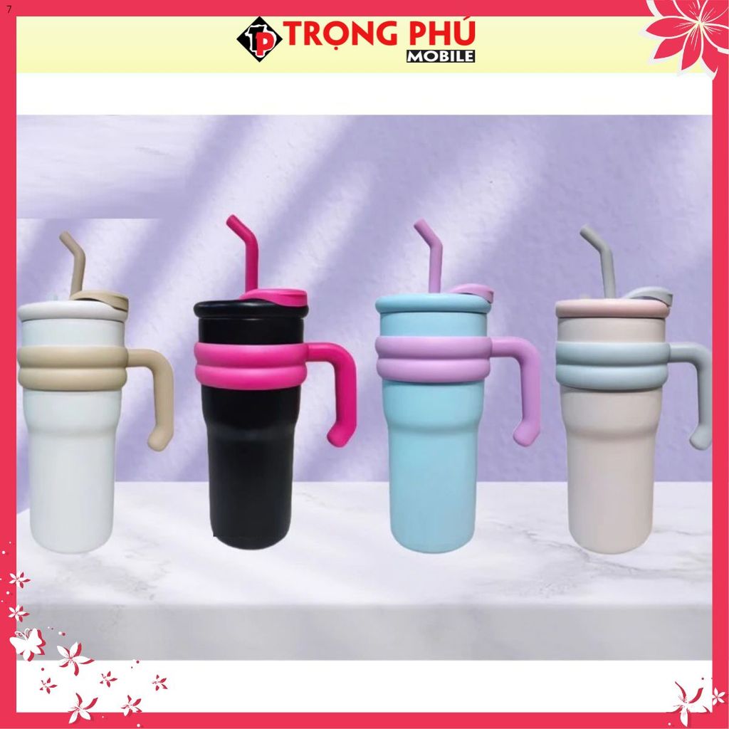 Ly nước giữ nhiệt Water Goblet trơn dán hình có quai cầm 700ml