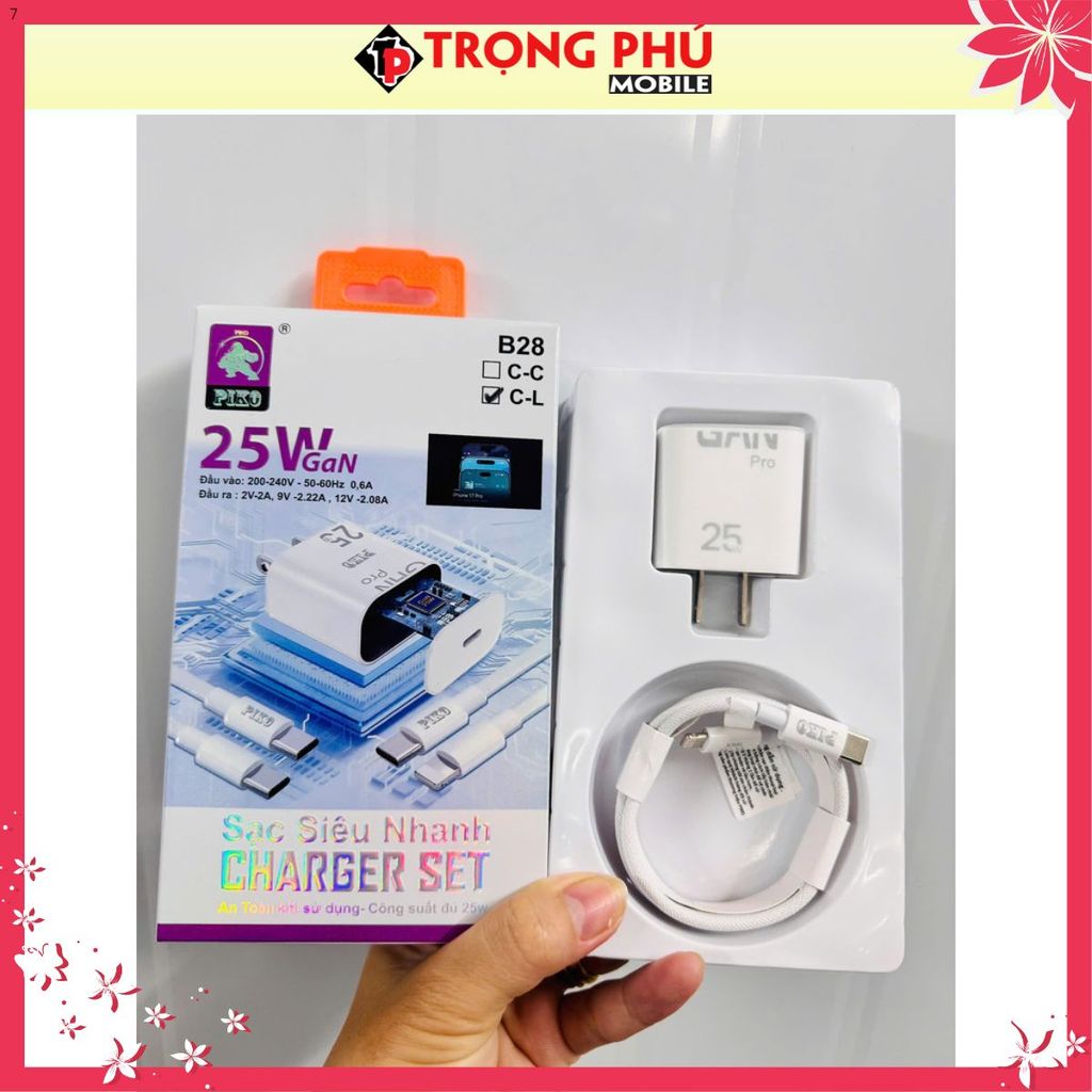 Bộ sạc Piko B28 25w - TypeC ra Lighting