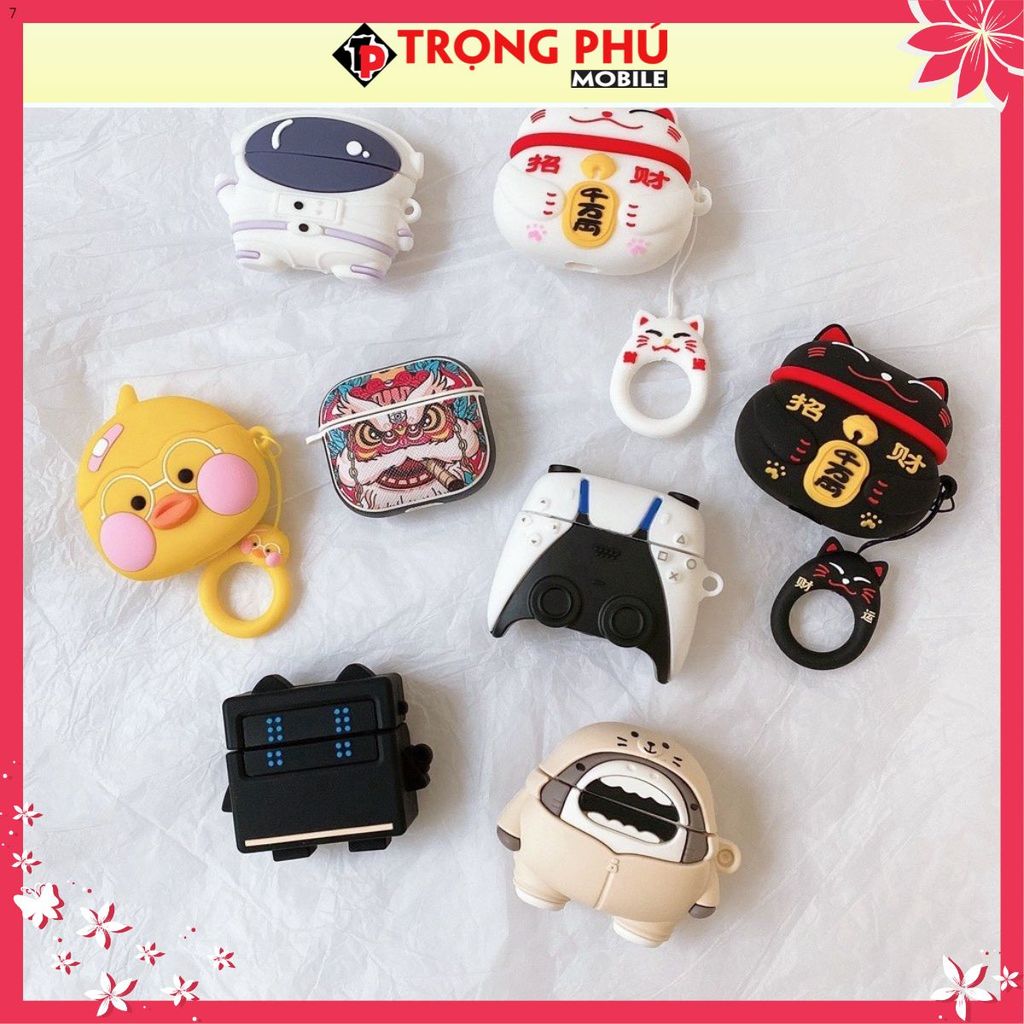 Ốp, Bao đựng cho tai nghe Airpod 3 Thú hình nổi