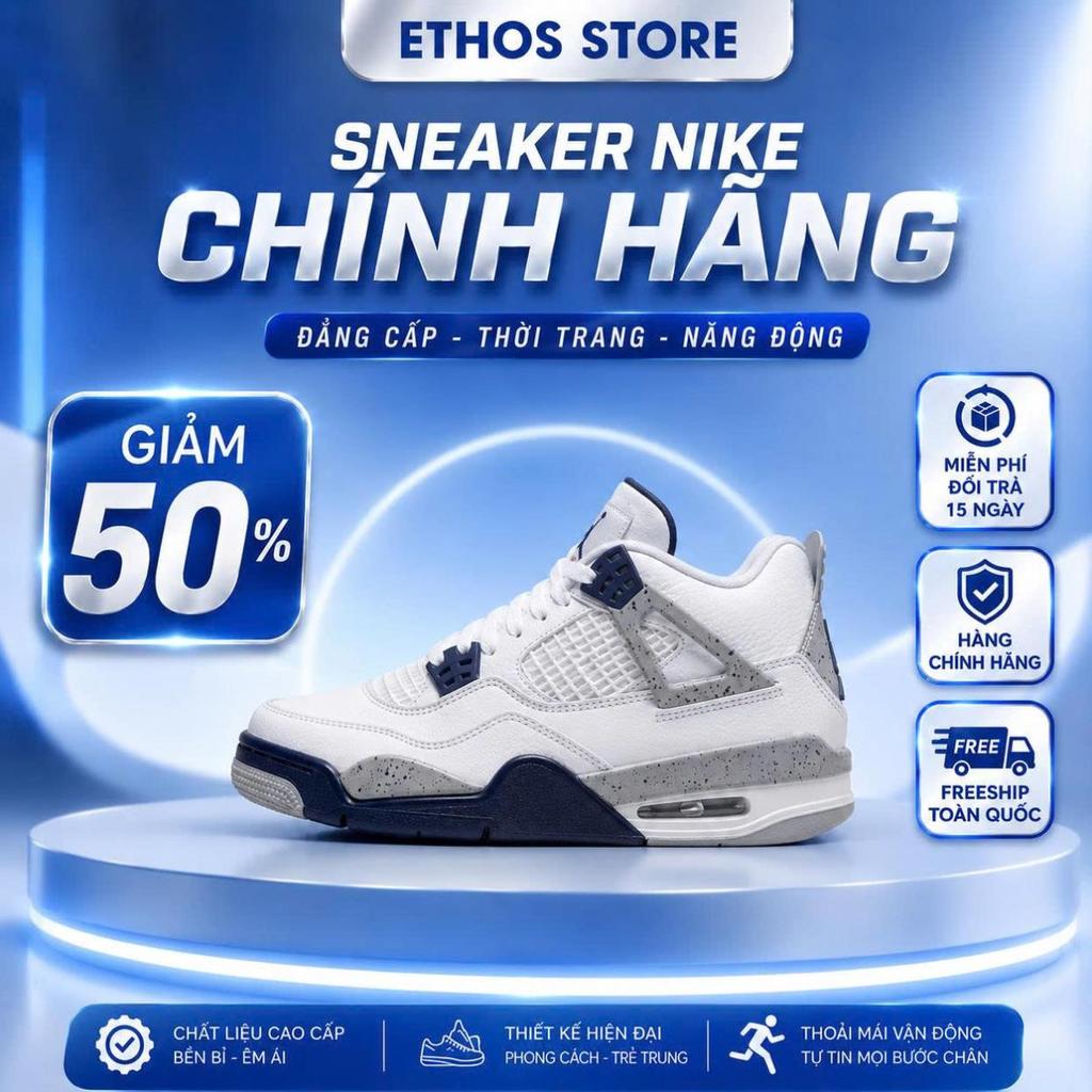 [ETHOS - CHÍNH HÃNG] Giày Nike Air Jordan 4 Retro GS 'Midnight Navy'