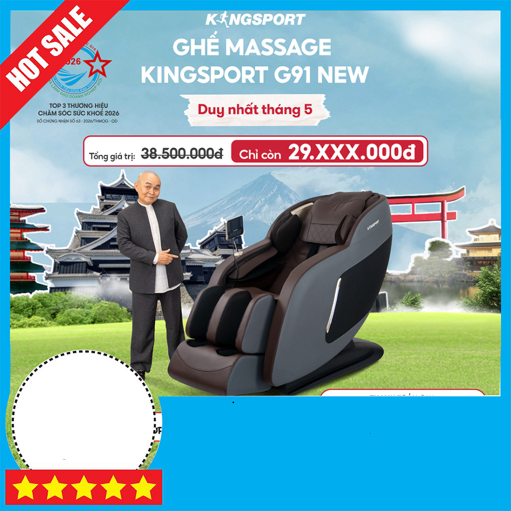 IB đặt hàng  Ghế Massage 3D Cao Cấp Con Lăn KINGSPORT G91 NEW Túi Khí Massage Chân Miễn phí lắp đặt