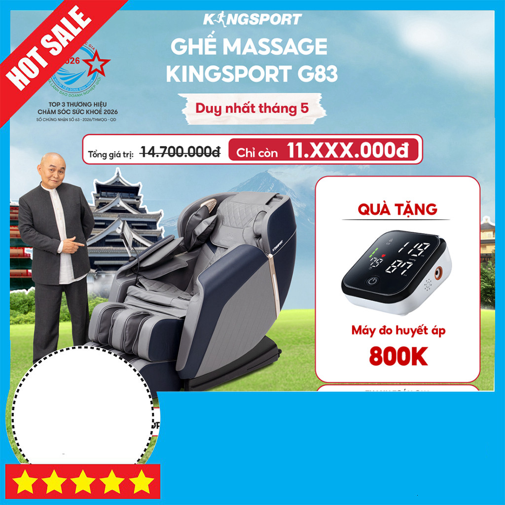 IB đặt hàng  Ghế Massage Kingsport G83 Hệ Thống Con Lăn Lòng Bàn Chân 5 Bài Massage Miễn phí lắp đặt