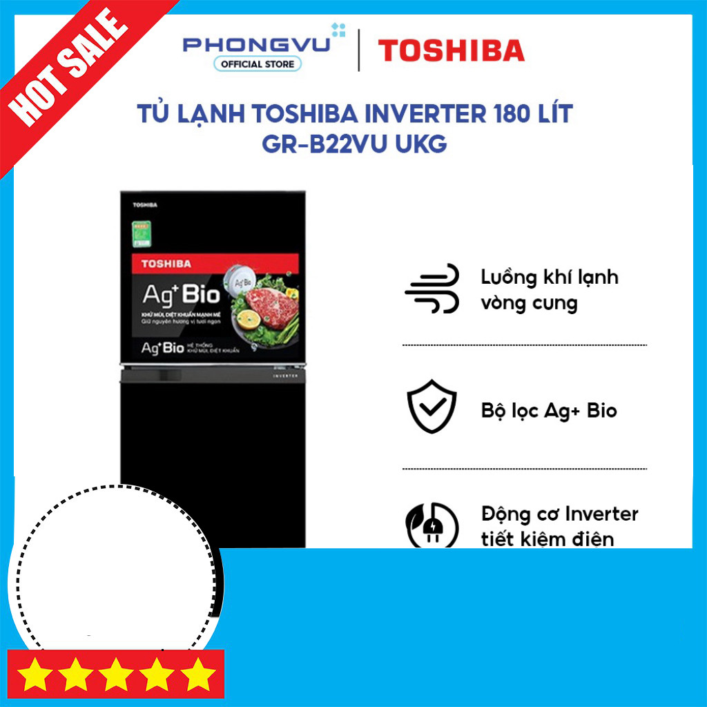 IB đặt hàng  Tủ lạnh Toshiba Inverter 180L GR-B22VU(UKG) Cấp đông mềm Bảo hành 12 tháng Miễn phí lắp
