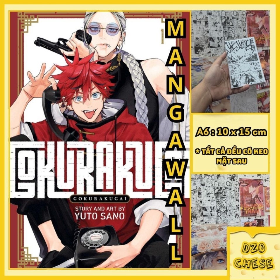combo 100 giấy dán tường anime Gokurakugai manga wall , tranh dán tường , poster
