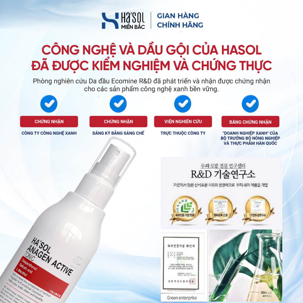 Xịt Dưỡng HASOL Kích Mọc, Ngăn Rụng, Nuôi Dưỡng Da Đầu Nang Tóc Chắc Khỏe - Ha'sol Anagen Active Ton