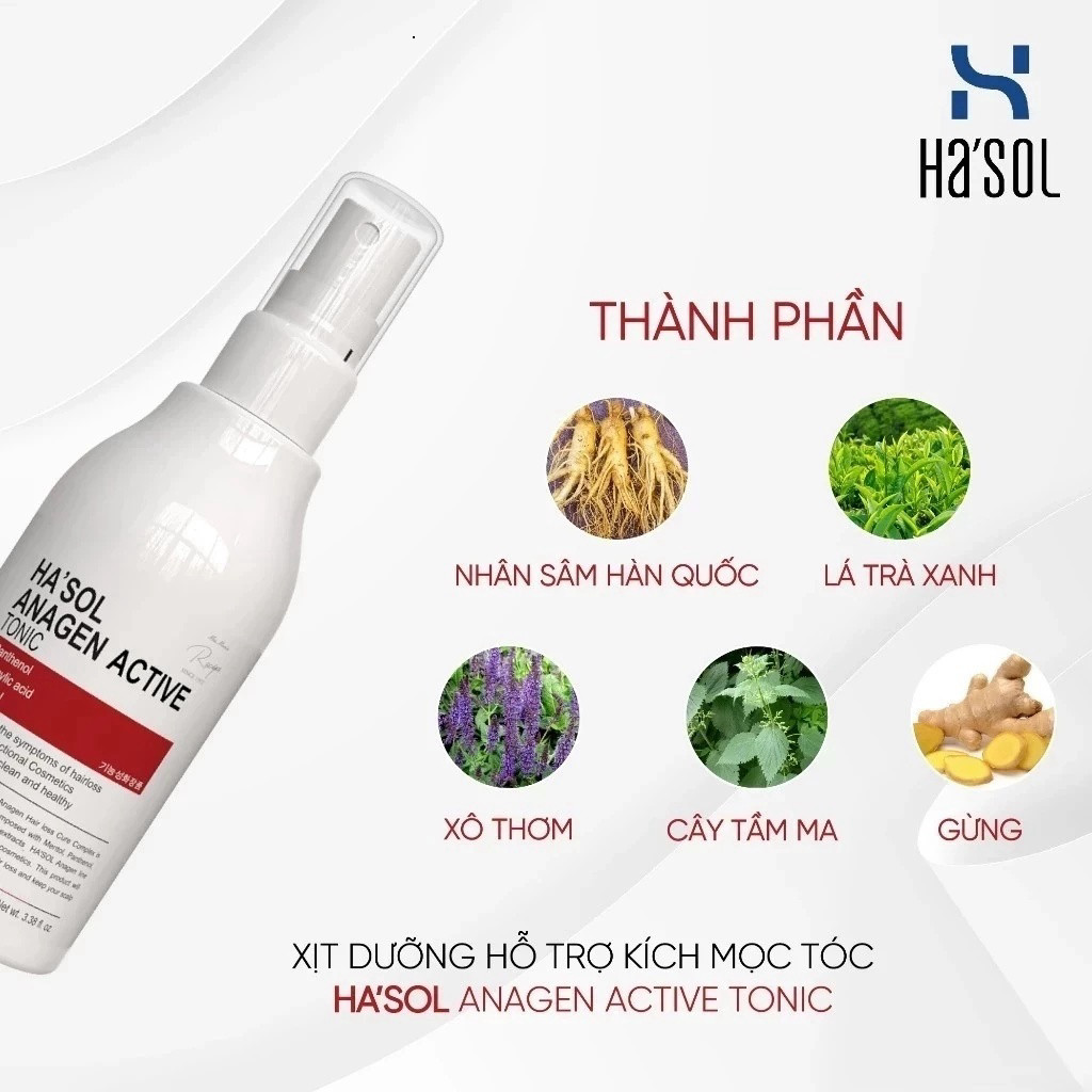 Xịt Kích Mọc Tóc Hasol Anagen Active Tonic Dưỡng Da Đầu Nuôi Dưỡng Nang Tóc Lão Hóa Chắc Khỏe Dành C
