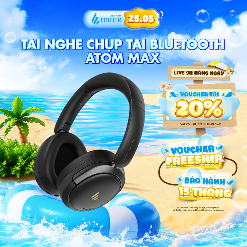 Tai Nghe Bluetooth Chụp Tai Không Dây EDIFIER ATOM MAX - Chế Độ Khử Ồn - Chơi Nhạc Tới 45H - Gấp Gọn - 15 Tháng Bảo Hành