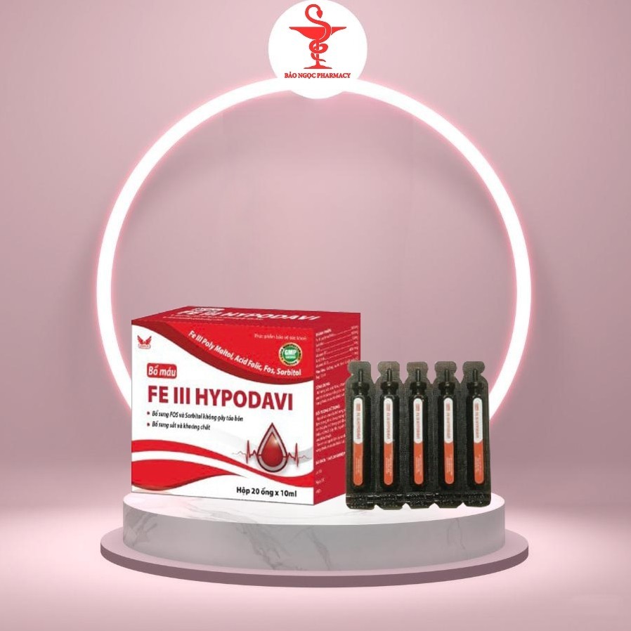 [HÀNG CHUẨN] Bổ máu FE III HYPODAVI, giúp bổ sung sắt, acid folic, vitamin B12 hộp 20 ống