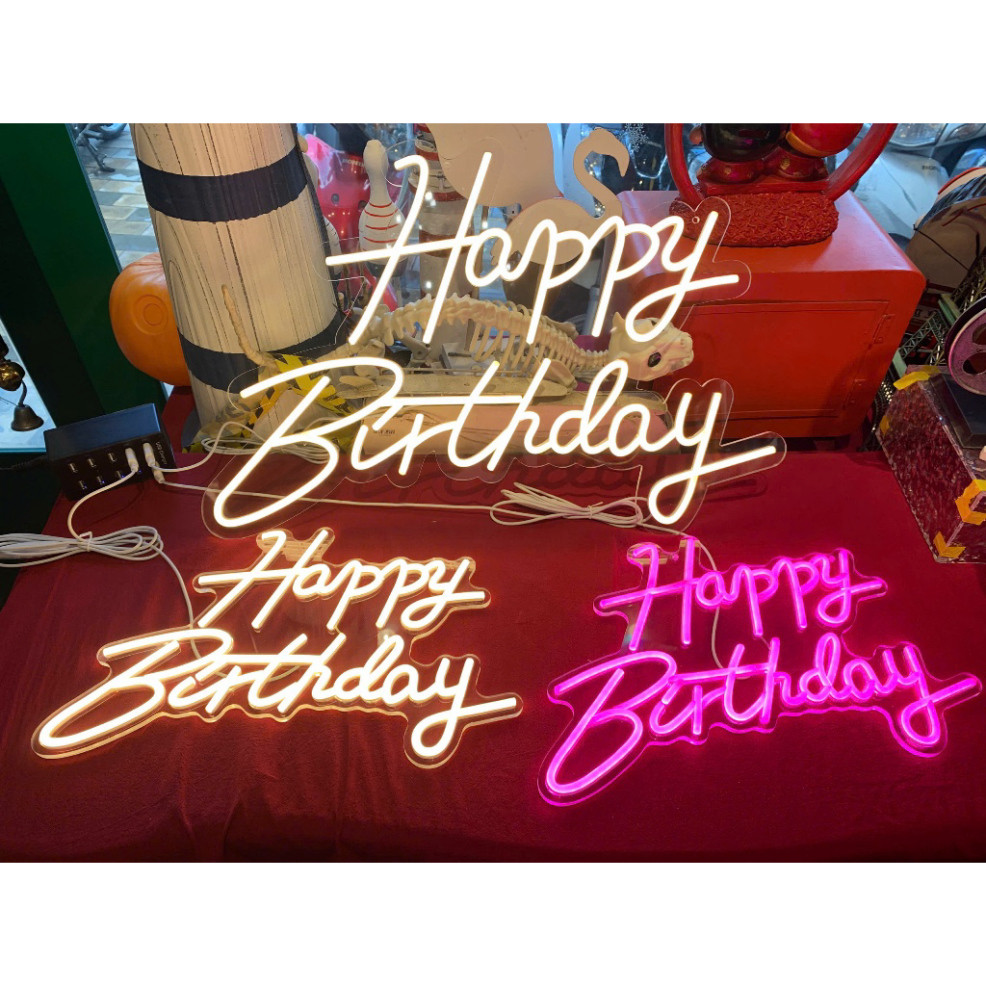(HCM) [Cổng USB] Đèn Led Neon Happy Birthday / Will You Marry Me - Đèn Decor Trang Trí Sinh Nhật, Cầ