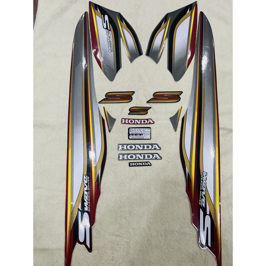 Trọn Bộ tem decal dán xe máy Honda Wave S100 đời 2008 màu đỏ zin thái siêu đẹp