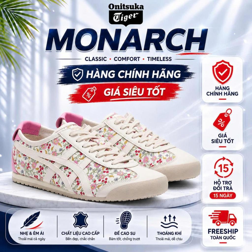 [MONARCH STORE]  Onitsuka Tiger baskets Mexico 66 Cream 'Pink Floral'