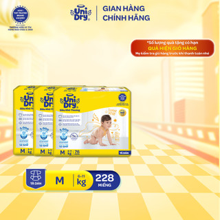 Combo 3 tã dán unidry siêu khô thoáng gói super jumbo mới size m76/l68/xl62