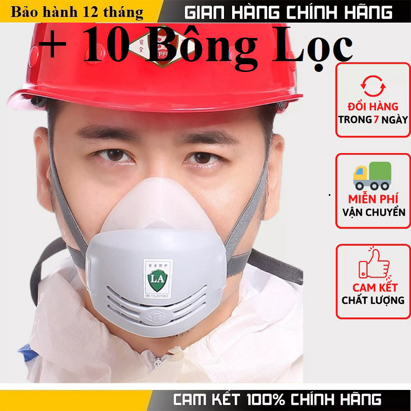 Khẩu trang chống độc kèm kính và tấm lọc PM25 chống bụi, vi khuẩn hiệu quả